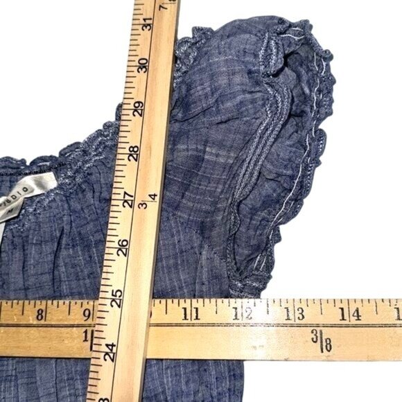 Max Studio Womens Blue Sleeveless Textured Dress With Ruffle Trim Size M 100% Co - Picture 6 of 7